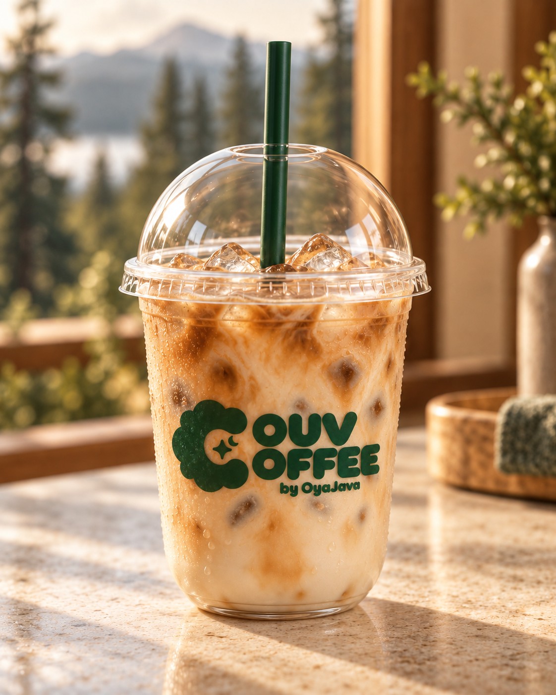 Oyamallow iced latte with a marshmallow cloud